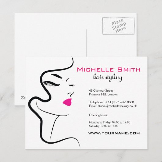 Meisje met gegolfd haar Hairstyling-brandpictogram Briefkaart (Voorkant / Achterkant)