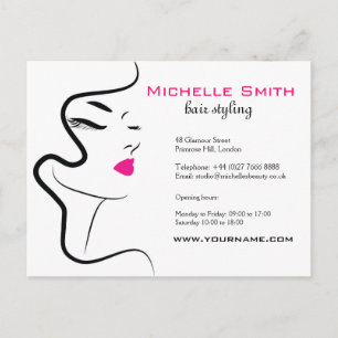 Meisje met gegolfd haar Hairstyling-brandpictogram Briefkaart