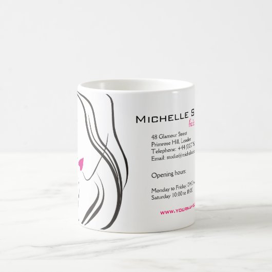 Meisje met gegolfd haar Hairstyling-brandpictogram Koffiemok (Center)