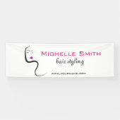 Meisje met gegolfd haar Hairstyling-brandpictogram Spandoek (Horizontaal)