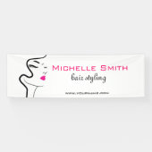 Meisje met gegolfd haar Hairstyling-brandpictogram Spandoek (Horizontaal)