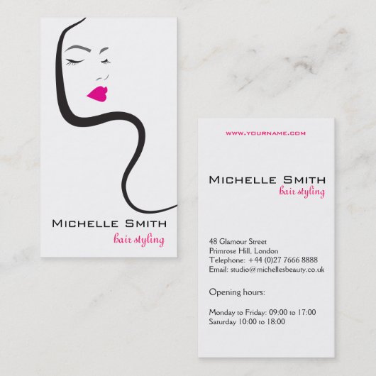 Meisje met gegolfd haar Hairstyling-brandpictogram Visitekaartje (Voorkant / Achterkant)