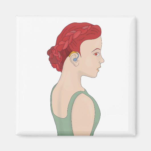 Meisje met gehoorapparaat magneet (Voorkant)