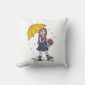 Meisje met gele baarmoeder in Waterverf Kussen (Voorkant)