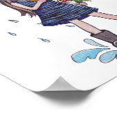 Meisje met gele baarmoeder in Waterverf Poster (Hoek)