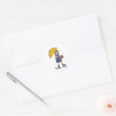 Meisje met gele baarmoeder in Waterverf Ronde Sticker (Envelop)