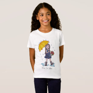 Meisje met gele baarmoeder in Waterverf T-shirt