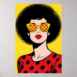 Meisje met gele zonnebril Pop Art Poster