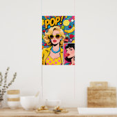 Meisje met gele zonnebril Pop Art Poster (Keuken)