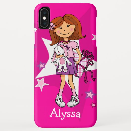 Meisje met geschenk en knap wit konijn, opgerold h Case-Mate iPhone case (Achterkant)