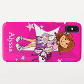 Meisje met geschenk en knap wit konijn, opgerold h Case-Mate iPhone case (Achterkant (horizontaal))