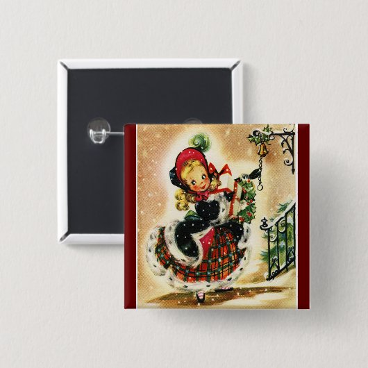  meisje met geschenken Button (Voorkant /achterkant)