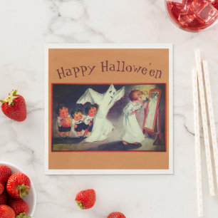 Meisje met Ghost Custom Halloween Party Napkins Servet