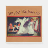 Meisje met Ghost Custom Halloween Party Napkins Servet (Voorkant)