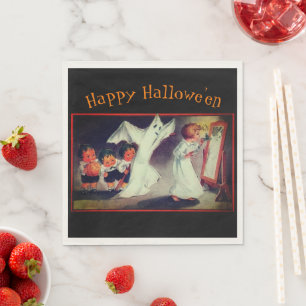 Meisje met Ghost Custom Halloween Party Napkins Servet
