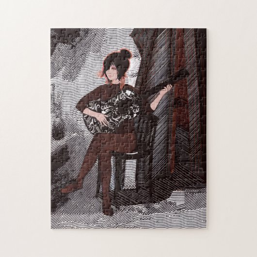 Meisje met gitaar legpuzzel (Verticaal)