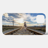 Meisje met gitaar op spoorwegen Case-Mate iPhone case (Achterkant (horizontaal))
