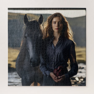 Meisje met glazen hart en zwarte paard – Fotopunt Legpuzzel