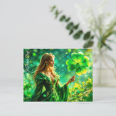 Meisje met gouden haar St Patrick dag Ierse magie Briefkaart (Staand voorkant)