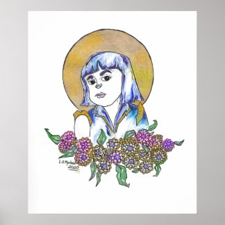 Meisje met gouden Halo Sterk Collectie voor vrouwe Poster