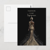 Meisje met goudglitter tegen zwarte achtergrond briefkaart (Voorkant / Achterkant)