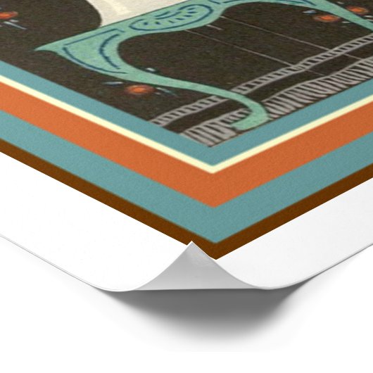 "Meisje met goudvis" Art Deco Poster 13 x 19 (Hoek)