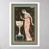 "Meisje met goudvis" Art Deco Poster 13 x 19 (Voorkant)