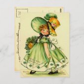  meisje met Green Post Card Briefkaart (Voorkant / Achterkant)
