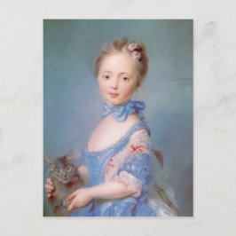 Meisje met grijze kat briefkaart