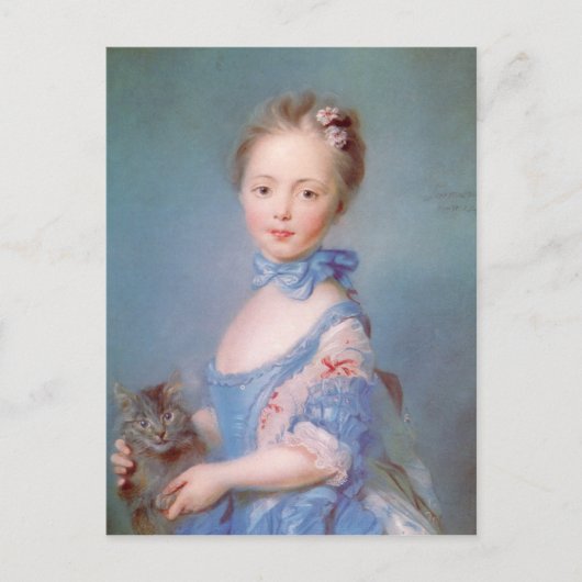 Meisje met grijze kat briefkaart (Voorkant)