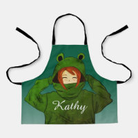Meisje met Groene Kikker Hoodie Tekening Custom Na