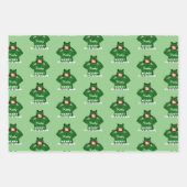 Meisje met groene kikkerkerst inpakpapier vel (Voorkant 2)