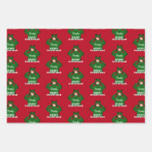 Meisje met groene kikkerkerst inpakpapier vel (Voorkant)