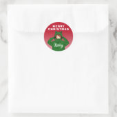 Meisje met groene kikkerkerst ronde sticker (Tas)