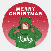 Meisje met groene kikkerkerst