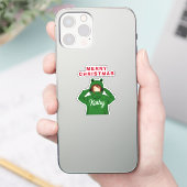 Meisje met groene kikkerkerst sticker (Telefoon)