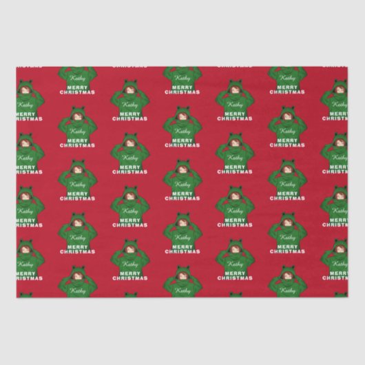 Meisje met groene kikkerkerst tissuepapier (Voorkant)