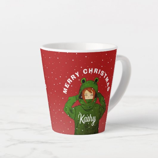 Meisje met groene kikkerst latte mok (Rechterhoek)