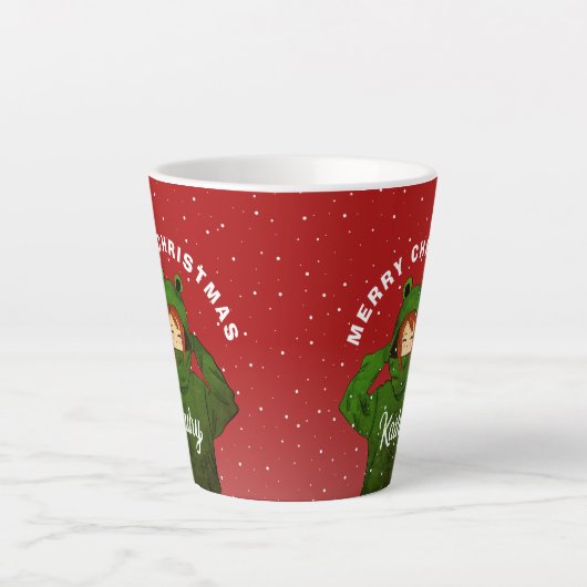 Meisje met groene kikkerst latte mok (Voorkant)