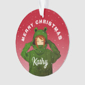 Meisje met groene kikkerst ornament (voorkant)