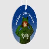 Meisje met groene kikkerst ornament (voorkant)