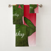 Meisje met groene kikkerviscooppen Aangepaste naam Bad Handdoek (Insitu)