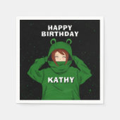 Meisje met groene kikkervisje Voetbal Servet (Voorkant)