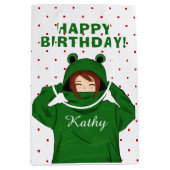 Meisje met groene kikkervisjes medium cadeauzakje (Voorkant)