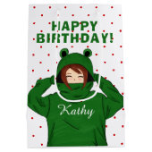 Meisje met groene kikkervisjes medium cadeauzakje (Achterkant)