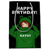 Meisje met groene kikkervisjes medium cadeauzakje (Voorkant)