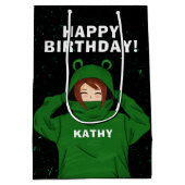 Meisje met groene kikkervisjes medium cadeauzakje (Achterkant)