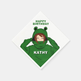 Meisje met groene kikkervisjes servet