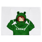 Meisje met groene kikkervistekening groot cadeauzakje (Achterkant)