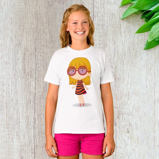 Meisje met grote bril t-shirt